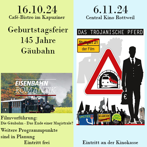 Vorankündigung – Die Gäubahn feiert 145. Geburtstag